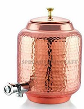 Pure Copper Water Dispenser Hammered Pitcher Matka Drinking Storage Tank 4 Litre picture