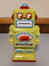 Vintage SCF China Ceramic Robot Coin Bank 4.5x8.5x4 Inch picture