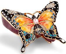 Kubla Craft Bejeweled Enameled Trinket Box: Yellow Buttterfly Box, Item# 3112Y picture