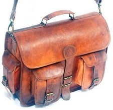 New 1 Side Brown Leather Motorcycle Side Pouch Saddlebags Saddle Panniers Bag picture