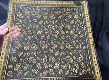 VTG 60s Georges Briard Gold Gilt Tray Persian Garden Serving Bowl Square 15” MCM picture