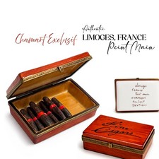 Authentic Limoges France Chamart Exclusif Fine Cigars Trinket Box Peint Main picture