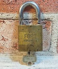 Vintage BEST Rawsonville Ford Ypsilanti MI Padlock Lock With Key picture