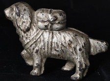 Antique early 1900's Cast Iron St Bernard dog pack Still Coin Bank A.C. Williams picture
