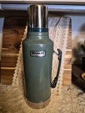 Vintage Stanley 1.0 Liter/1.1qt Vacuum Bottle Hammertone Green Thermos  picture