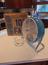 Rare - Vintage 10” Lakewood S-10 Floor Fan With Original Box- 1 Speed -  Blue picture