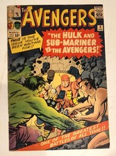 AVENGERS #3 HULK NAMOR BATTLE COVER MAYBE 5.0 KIRBY CLASSIC 1964 picture