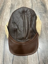 VINTAGE WWII B-2 ARMY AIR FORCES SHEEPSKIN LEATHER BOMBER HAT CAP 7 1/4 picture