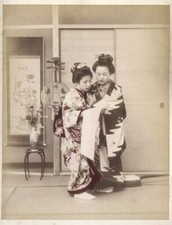 c.1880's PHOTO - JAPAN GIRLS READING A LETTER picture