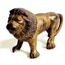 Antique c1920 A.C. Williams Cast Iron Standing Lion Still Penny Bank Original picture