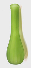 Retro Old 1970's Frosted Green Ribbed Glass 8.5