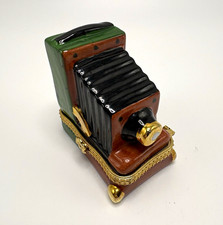 Vintage Limoges-style Porcelain Camera Shaped Trinket Box with Hinge picture