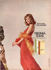 VIRGINIA SLIMS 1974 Vintage 2 Page Print Ad Youve Come A Long Way Baby picture
