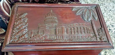 RAREST VINTAGE CIGAR HUMIDOR Wooden Capitol CAPITOLIO HAND CRAFTED 1930s EMPTY picture
