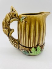 Majolica Style Occupied Japan Squirrel Creamer Handle with Acorn Foliage picture