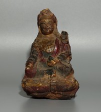 Tibet 1700s Old Buddhist Painted Clay Tsa Tsa Buddha Statue Guru Padmasambhava picture