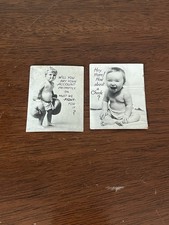 1930s Mini Postcard Pay Bill Reminder Humor Baby Rare Ephemera Lot Of 2 picture