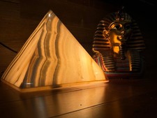 Handmade Natural Alabaster Pyramid Unique Table lamp crafted by Artisan Luxor,EG picture
