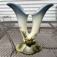 Vintage Hull Woodland Double Bud Vase USA W15-8 1/2” Floral Blue Green picture