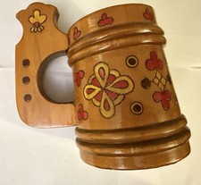 Soviet Hand Made Wooden Souvenir Drinking Vessel picture