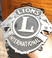 Vintage Unique Oregon Aluminum Lions Club International Embossed Plaque Sign picture