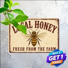 Sweet Pure Farm Honey Sale Tin Sign 8x12 Rustic Beekeeper Porch Metal Art picture