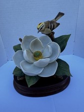 Vintage 1983 Andrea by Sadek Magnolia & Kinglet Porcelain Bird Figurine 6891 picture