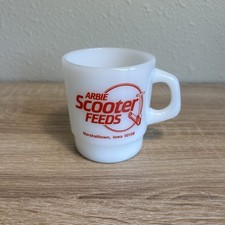 Vintage Arbie Scooter Feeds Marshalltown Iowa Milk Glass Mug Termocrisa No Chips picture