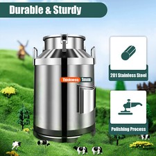 60L Stainless Steel Milk Can Wine Pail Bucket Oil Milk Tote Jug with Seal Lid US picture