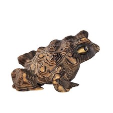 Vintage Hand Carved Sugi Cryptomeria Frog Toad 4.5 Inch Japan Unique Rare Wooden picture