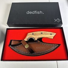 Dedfish Olive Wood Handle Crescent Blade Ulu Knife with Leather Sheath picture