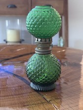 Vintage Emerald Green Hobnail Glass Miniature Decorative Lamp & Matching Shade picture