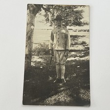Antique RPPC Real Photograph Postcard Handsome Man American Soldier Outside picture