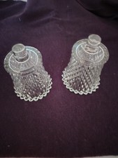 Vintage Homco Clear Glass Votive Peg Candle Holders Set of 2  Diamond Point picture