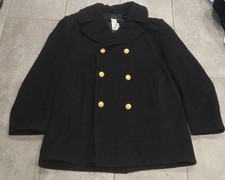 Vtg US Navy Peacoat 46R 100% Wool Sterlingwear Boston DSCP Military 1998 Black picture