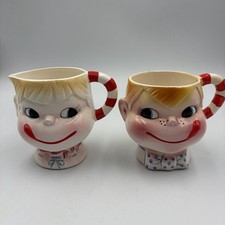 Vintage Yum-EE-Yum Sugar And Creamer Set Mid Century Modern MCM Unique Read picture