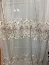 Vtg Large Sheer Curtain Lace Pink Embroidery 58”x 82” picture