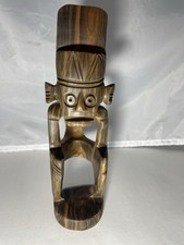 Vintage Taino Style Wood Carving 12” Tribal Folk Art Sculpture Caribbean Zemi picture