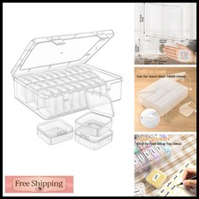 Mathtoxyz Bead Organizer Box 30Pcs Small Clear Storage Cases Hinged Lid picture