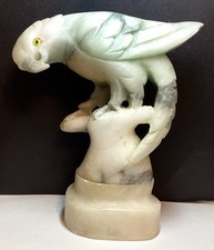 Vintage Italian Alabaster Hand Carved Parrot Sculpture 7 3/4” Tall  picture