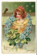 Raphael Tuck Floral Missives Postcard Loving Greetings Emily Medland IA picture