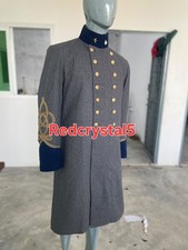 Civil War CSA Officer Frock Coat Grey Wool Uniform Jacket Gold Austrian Braid picture