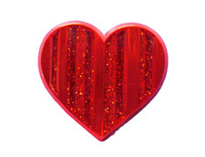 Hallmark PIN Valentines Vintage HEART STRIPED Red GLITTER 1985 Brooch MINT picture