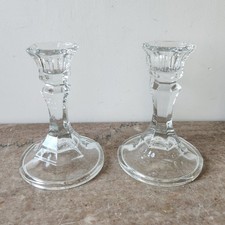 Set Of 2 Clear Glass Taper Candlestick 4.5
