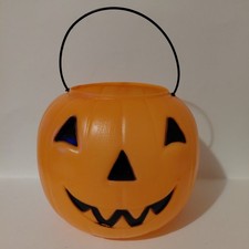 Vintage Empire Blow Mold Halloween Pumpkin Jack-O-Lantern Candy Pail Bucket picture