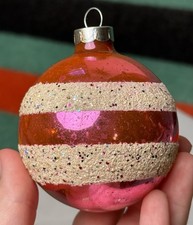 Vintage Franke / Doubl-Glo? Pink Christmas Ornament w/ Confetti Mica HTF picture