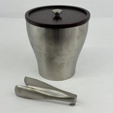 Umbra Stainless Steel by Dennis Cheng Ice Bucket w/ Lid Tongs picture
