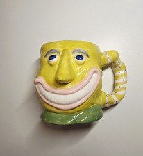 Judie Bomberger Whimsical Face Mug Yellow NWOT picture