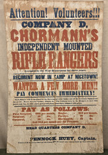 Original Authentic 1861 Civil War Recruitment Broadside for Company D 27