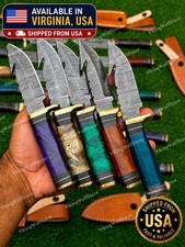 USA Lot of 20 8 INCH HANDMADE DAMASCUS STEEL SKINNER HUNTING KNIVES WITH SHEATH picture